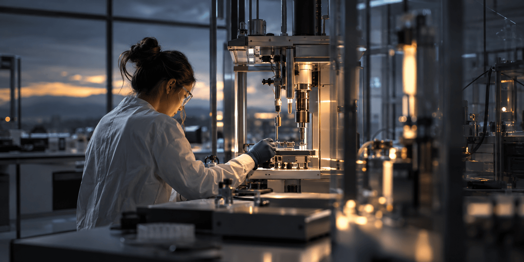 A researcher working in a modern learning laboratory